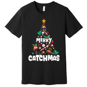 Merry Christmas Funny Gift Merry Catchmas Baseball Christmas Tree Premium T-Shirt