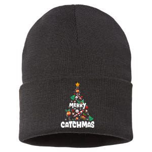 Merry Christmas Funny Gift Merry Catchmas Baseball Christmas Tree Sustainable Knit Beanie