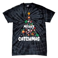 Merry Christmas Funny Gift Merry Catchmas Baseball Christmas Tree Tie-Dye T-Shirt