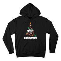 Merry Christmas Funny Gift Merry Catchmas Baseball Christmas Tree Tall Hoodie