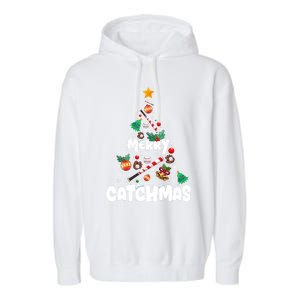 Merry Christmas Funny Gift Merry Catchmas Baseball Christmas Tree Garment-Dyed Fleece Hoodie