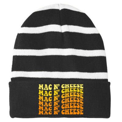 Mac & Cheese Funny Mac NCheese Mac NCheese Striped Beanie with Solid Band