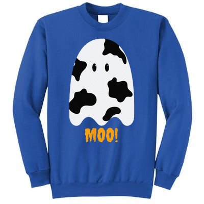 Moo! Cute Funny Cow Print Ghost Halloween Sweatshirt