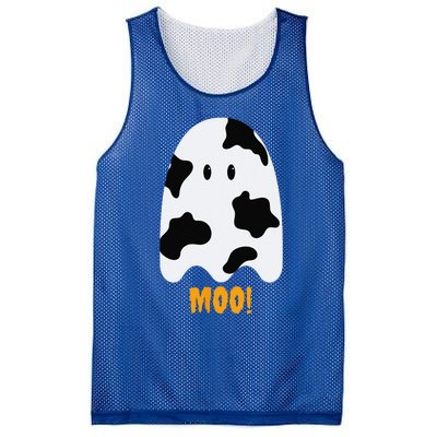 Moo! Cute Funny Cow Print Ghost Halloween Mesh Reversible Basketball Jersey Tank