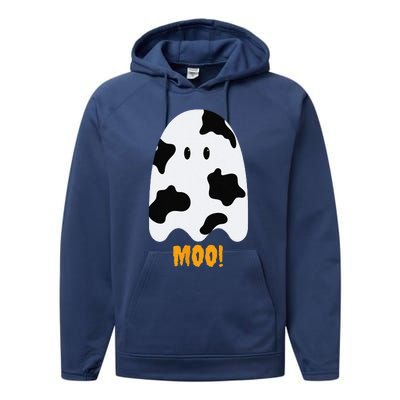 Moo! Cute Funny Cow Print Ghost Halloween Performance Fleece Hoodie