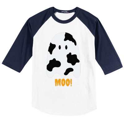 Moo! Cute Funny Cow Print Ghost Halloween Baseball Sleeve Shirt