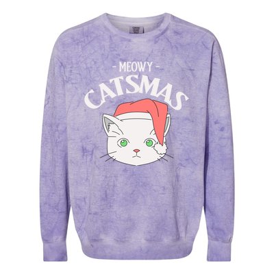 Meowy Catsmas Funny Gift Colorblast Crewneck Sweatshirt