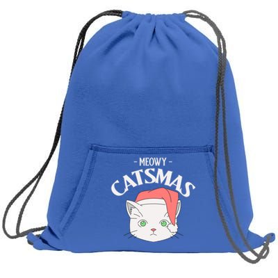 Meowy Catsmas Funny Gift Sweatshirt Cinch Pack Bag