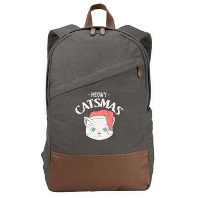 Meowy Catsmas Funny Gift Cotton Canvas Backpack