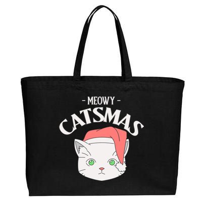 Meowy Catsmas Funny Gift Cotton Canvas Jumbo Tote