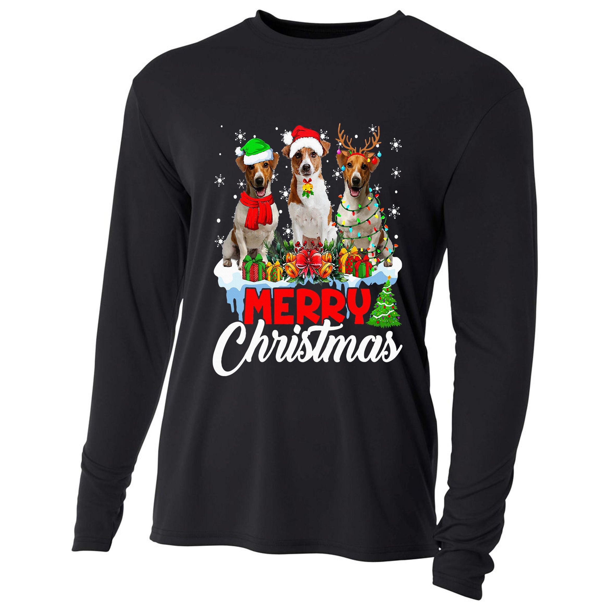 Merry Christmas Funny Jack Russell Terrier Dog Lover Xmas Cooling Performance Long Sleeve Crew