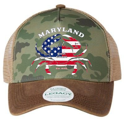 Maryland Crab Flag Patriotic and Quirky Summertime USA Legacy Tie Dye Trucker Hat