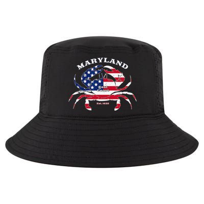 Maryland Crab Flag Patriotic and Quirky Summertime USA Cool Comfort Performance Bucket Hat