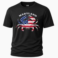 Maryland Crab Flag Patriotic and Quirky Summertime USA Cooling Performance Crew T-Shirt