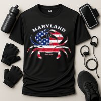 Maryland Crab Flag Patriotic and Quirky Summertime USA Cooling Performance Crew T-Shirt