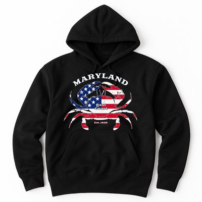 Maryland Crab Flag Patriotic and Quirky Summertime USA Hoodie