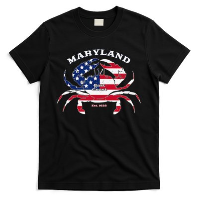 Maryland Crab Flag Patriotic and Quirky Summertime USA T-Shirt