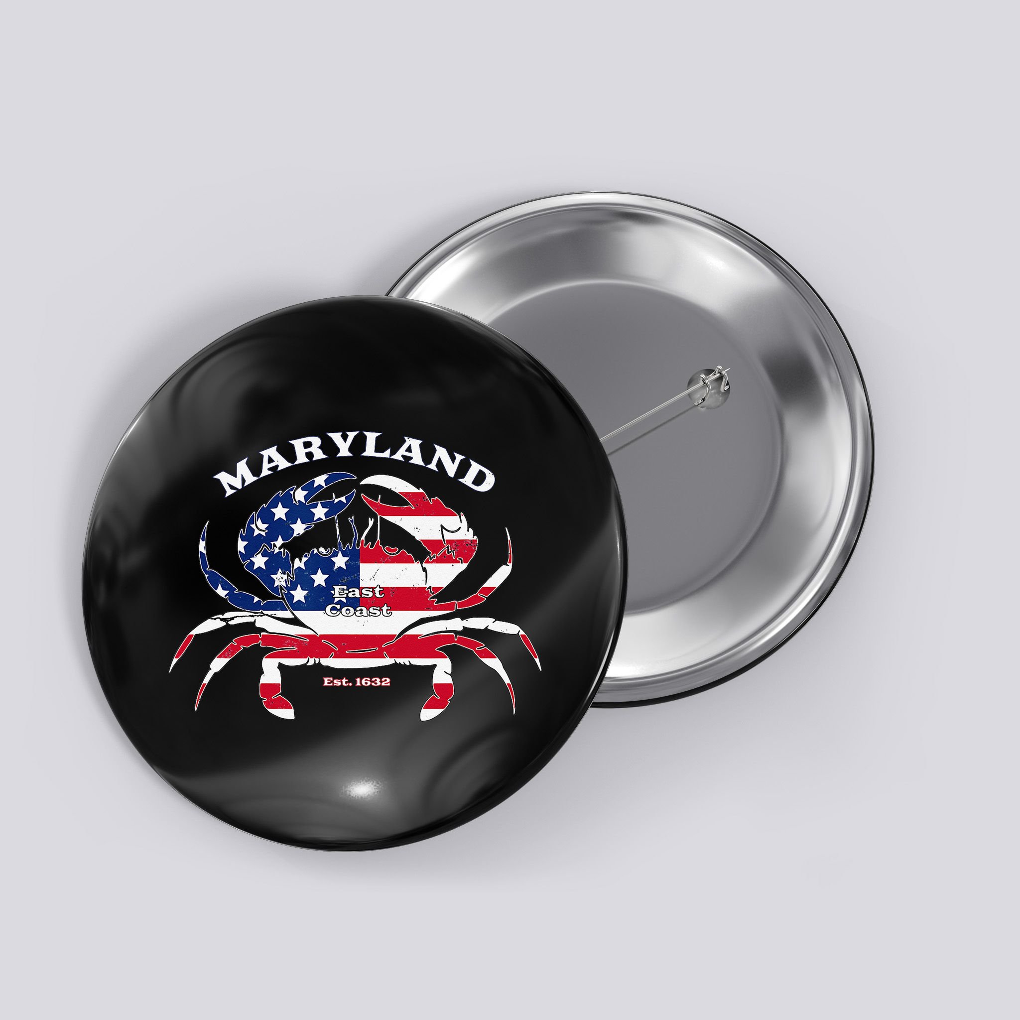 Maryland Crab Flag Patriotic and Quirky Summertime USA Button