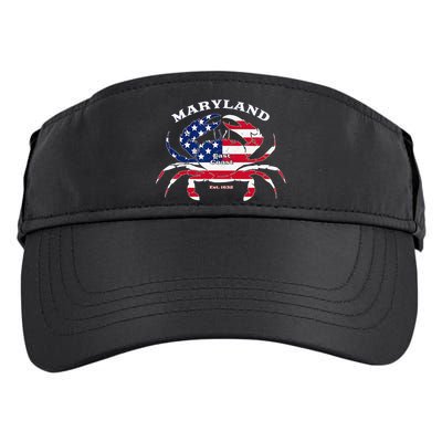 Maryland Crab Flag Patriotic and Quirky Summertime USA Adult Drive Performance Visor