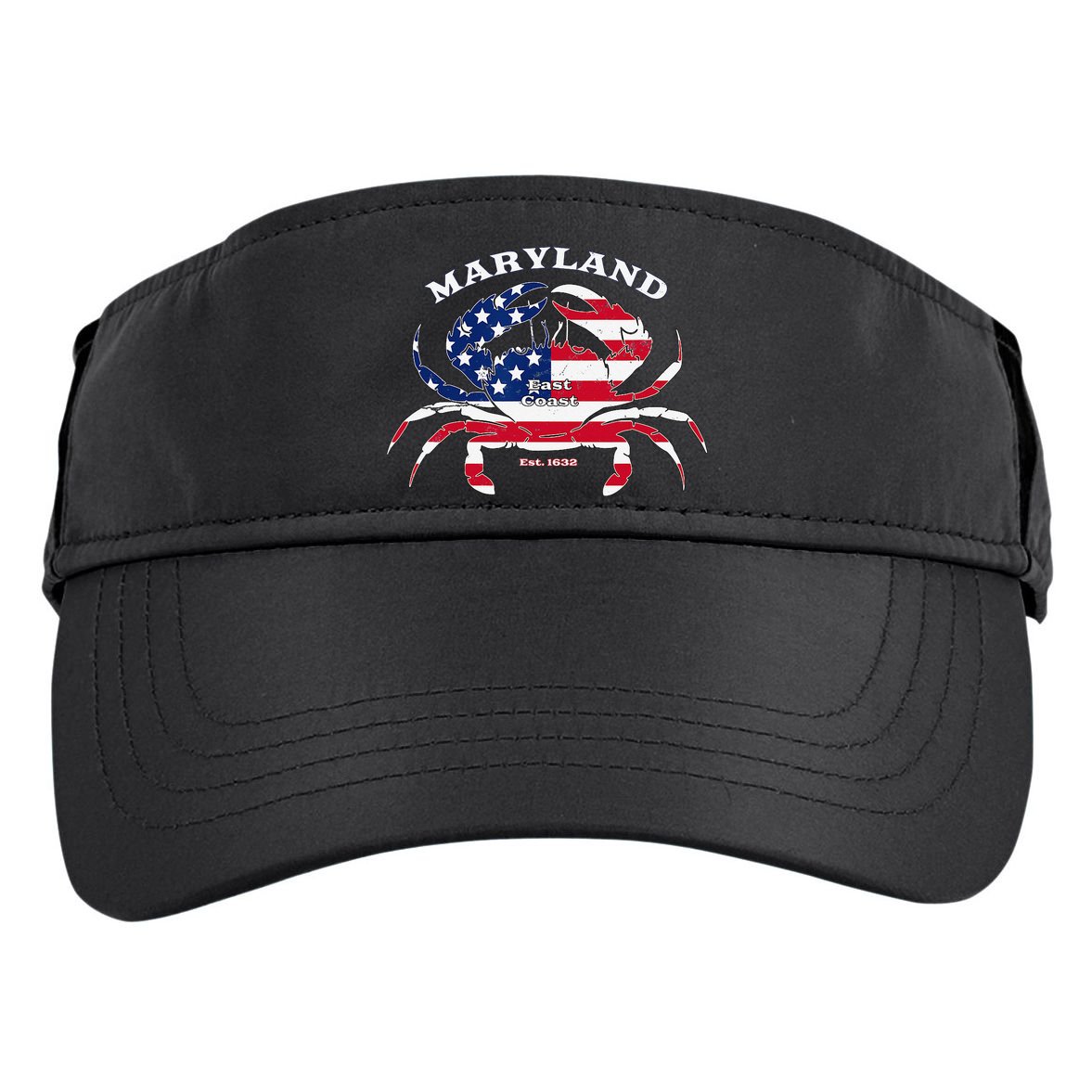 Maryland Crab Flag Patriotic and Quirky Summertime USA Adult Drive Performance Visor
