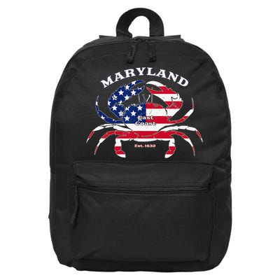 Maryland Crab Flag Patriotic and Quirky Summertime USA 16 in Basic Backpack