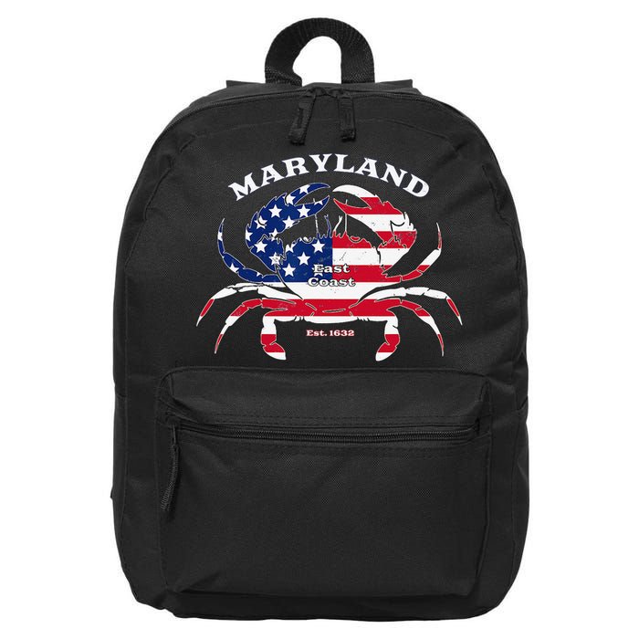 Maryland Crab Flag Patriotic and Quirky Summertime USA 16 in Basic Backpack
