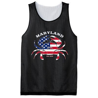 Maryland Crab Flag Patriotic and Quirky Summertime USA Mesh Reversible Basketball Jersey Tank