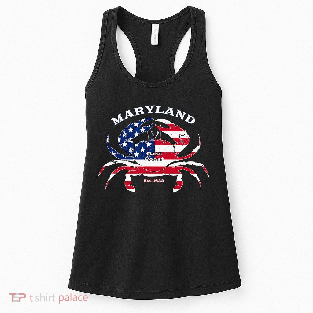 Maryland Crab Flag Patriotic and Quirky Summertime USA Womens Tank Top