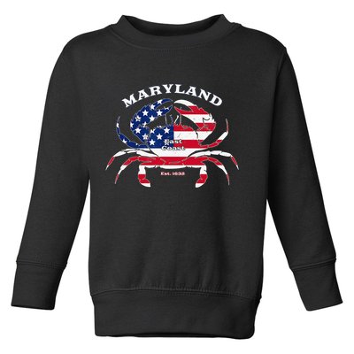 Maryland Crab Flag Patriotic and Quirky Summertime USA Toddler Sweatshirt