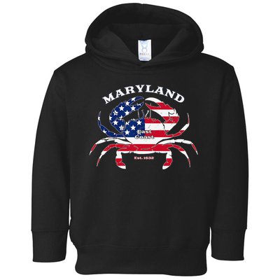 Maryland Crab Flag Patriotic and Quirky Summertime USA Toddler Hoodie