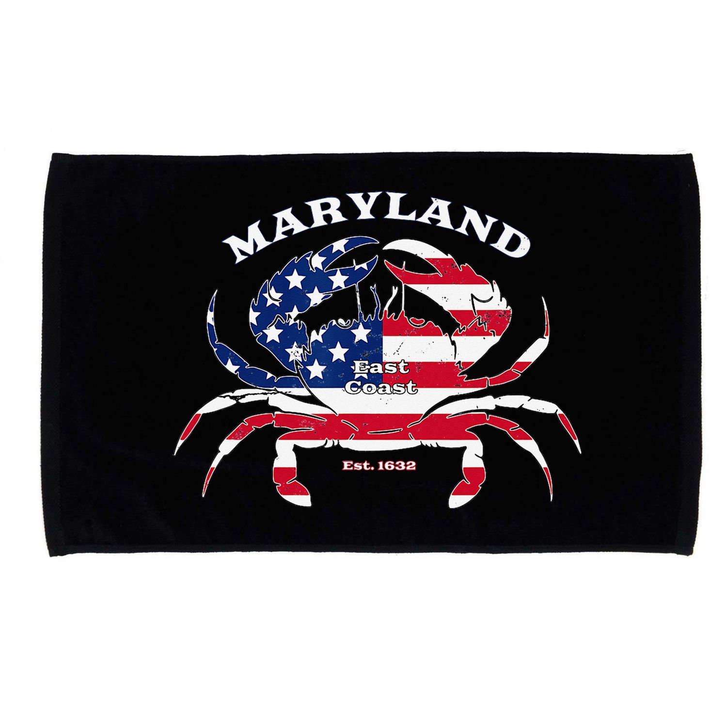 Maryland Crab Flag Patriotic and Quirky Summertime USA Microfiber Hand Towel