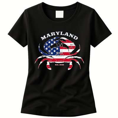 Maryland Crab Flag Patriotic and Quirky Summertime USA Womens T-Shirt