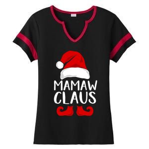 Mamaw Claus Funny Grandma Santa Claus Red Christmas Hat Gift Ladies Halftime Notch Neck Tee