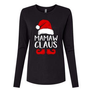 Mamaw Claus Funny Grandma Santa Claus Red Christmas Hat Gift Womens Cotton Relaxed Long Sleeve T-Shirt