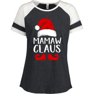 Mamaw Claus Funny Grandma Santa Claus Red Christmas Hat Gift Enza Ladies Jersey Colorblock Tee