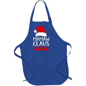 Mamaw Claus Funny Grandma Santa Claus Red Christmas Hat Gift Full-Length Apron With Pockets