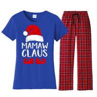 Mamaw Claus Funny Grandma Santa Claus Red Christmas Hat Gift Women's Flannel Pajama Set