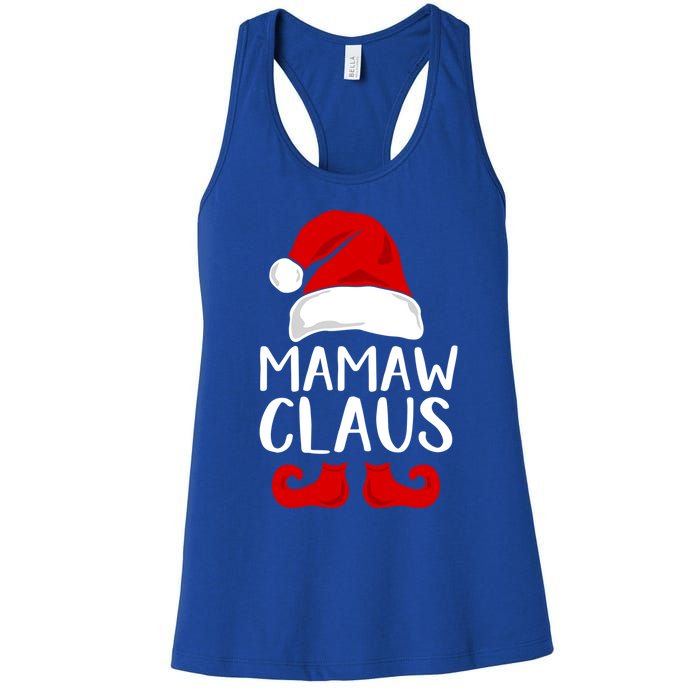 Mamaw Claus Funny Grandma Santa Claus Red Christmas Hat Gift Women's Racerback Tank