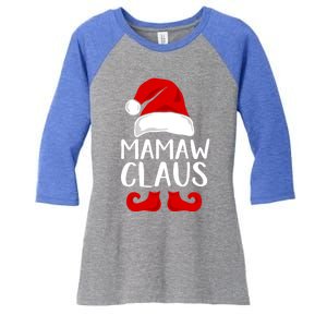 Mamaw Claus Funny Grandma Santa Claus Red Christmas Hat Gift Women's Tri-Blend 3/4-Sleeve Raglan Shirt