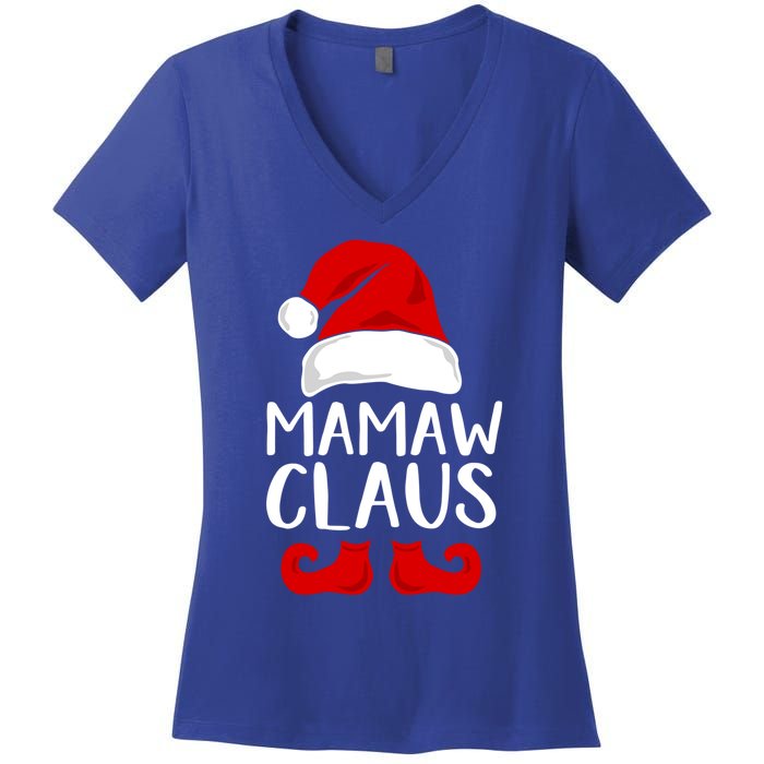 Mamaw Claus Funny Grandma Santa Claus Red Christmas Hat Gift Women's V-Neck T-Shirt