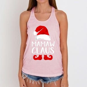 Mamaw Claus Funny Grandma Santa Claus Red Christmas Hat Gift Women's Knotted Racerback Tank