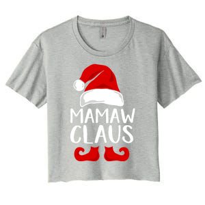 Mamaw Claus Funny Grandma Santa Claus Red Christmas Hat Gift Women's Crop Top Tee