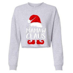 Mamaw Claus Funny Grandma Santa Claus Red Christmas Hat Gift Cropped Pullover Crew