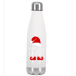 Mamaw Claus Funny Grandma Santa Claus Red Christmas Hat Gift Stainless Steel Insulated Water Bottle