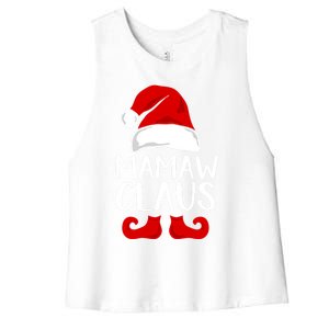 Mamaw Claus Funny Grandma Santa Claus Red Christmas Hat Gift Women's Racerback Cropped Tank