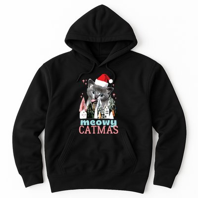 Meowy Catmas Funny Christmas Cat Meme Ugly Xmas Gift Cute Hoodie