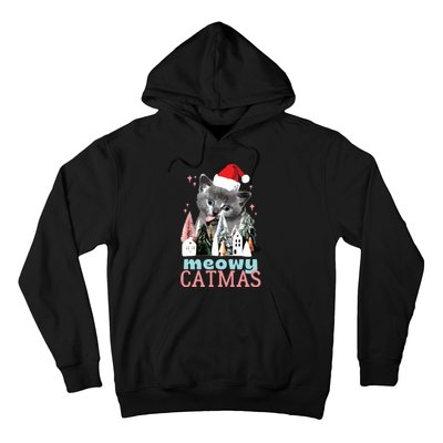 Meowy Catmas Funny Christmas Cat Meme Ugly Xmas Gift Cute Hoodie