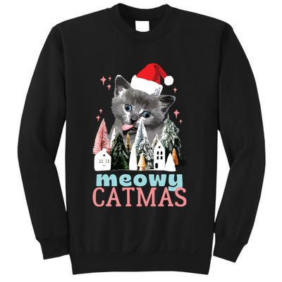 Meowy Catmas Funny Christmas Cat Meme Ugly Xmas Gift Cute Sweatshirt