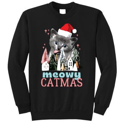 Meowy Catmas Funny Christmas Cat Meme Ugly Xmas Gift Cute Sweatshirt