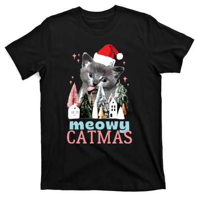 Meowy Catmas Funny Christmas Cat Meme Ugly Xmas Gift Cute T-Shirt